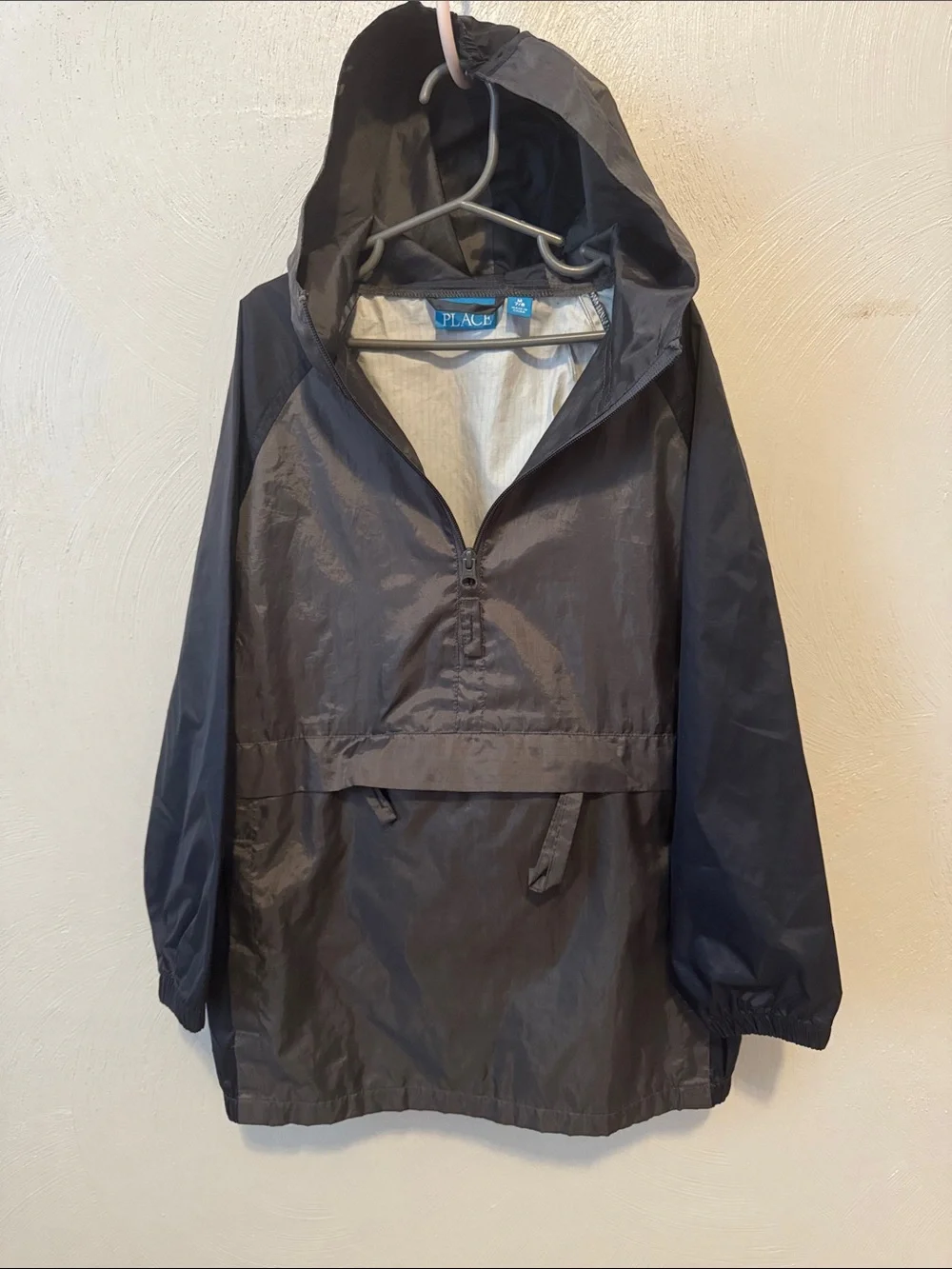 The Children's Place Navy/Gray Packable Hooded Windbreaker Jacket M(7/8)